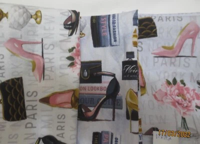 3 cuts of Forever Fashion David Textiles  PARIS High Heels Purses Cotton Fabric  - Image 1 of 4