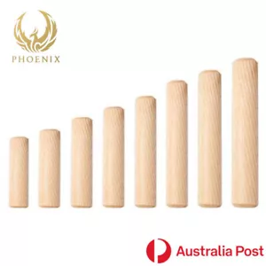 Dowels 6MM 8MM 10MM Fluted Wooden Hardwood Timber Dowel Pin Pins Craft Cabinet - Picture 1 of 11