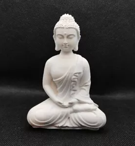 Deko Figur Buddha Spirituell Relax Weiß Handmade Geschenk Silhouette Sitzend - Bild 1 von 5