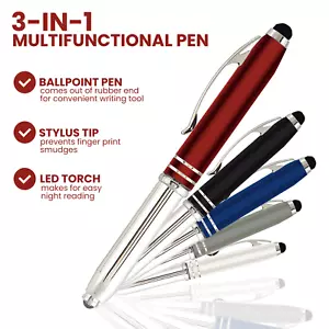 3 in 1 Pen, LED Torch & Stylus Gift Pack - Stocking Filler Present - 5 Pack - Picture 1 of 7