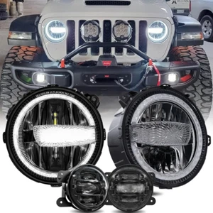 9" LED DRL Scheinwerfer 4" Nebelscheinwerfer Combo für Jeep Wrangler JL Gladiator 2018-24 - Bild 1 von 14