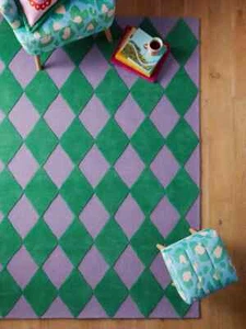 Handmade Wool Rug 6x9 - Moroccan Diamond Pattern, Modern Decor 5x7 Hand-Tufted - Picture 1 of 5