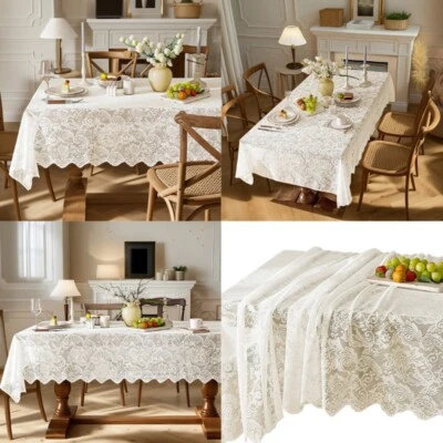 Rectangular Lace Tablecloth Easy Cleaning Wedding Table Cloths for Outdoor Party - Image 1 of 4