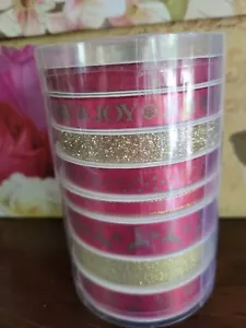 Cintas de Navidad Regalo Cinta Envolvente Oro Rojo Alegría Reno Arcos Hágalo usted mismo - Imagen 1 de 3