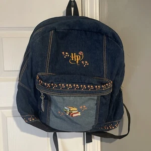Harry Potter Vintage 2001 Backpack Denim Books Potion Zipper Y2K - Picture 1 of 7