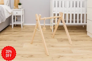 Foldable Baby Wooden Frame Interactive Play Gym Teething Colorful Hanging Toys - Picture 1 of 9