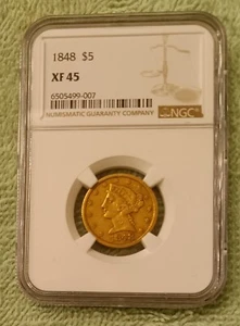 1848 $5 gold Liberty Half Eagle, NGC XF45 - Picture 1 of 4