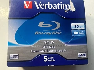 VERBATIM VBD-5P Blu-Ray BD-R 25Gb 5 Pack Jewel Case 6X speed Recordable blank - Picture 1 of 5
