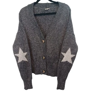 Saum und Faden Strickjacke Pullover Damen groß grau Stern Neuheit kuschelig weich - Bild 1 von 8