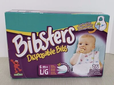 Bibsters 16 baberos desechables 6 m+ grandes con acolchado a prueba de fugas de Plaza Sésamo Foto 1 de 4