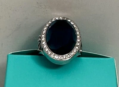 Оригами сова Серебряный синий призма живой замок кольцо w/кристаллы Swarovski размер 8 новый в коробке - Изображение 1 из 3