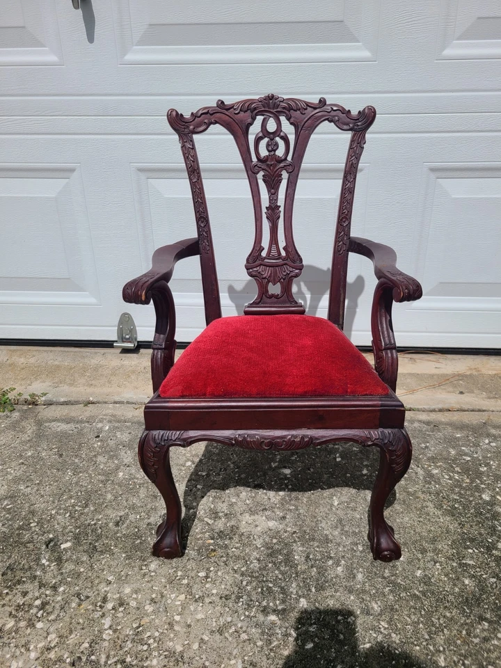 Chippendale Carved Mahogany Children's or Doll Side Chair By Hickory - Image 1 of 4