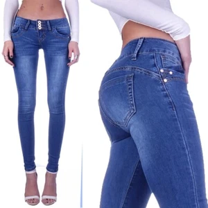 Damen Jeans Röhrenjeans Röhre Stretch Skinny Stretch Hose Sexy Hüftjeans D72 - Bild 1 von 5