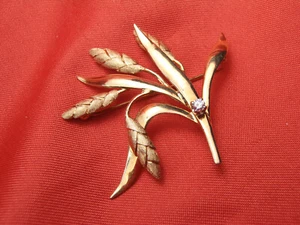 14k Yellow Gold Wheat Brooch Symbol of Prosperity & Good Fortune Krementz & Co - Picture 1 of 18