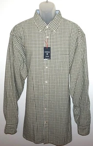 Cremieux Long Sleeve Shirt TALL 2XT Green Mini Check 100% Cotton NWT (DC900) - Picture 1 of 4