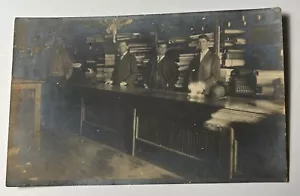 1900 MEN in TAILOR Clothing SHOP FABRIC Counter RPPC Real Photo Postcard - Picture 1 of 12