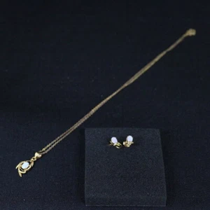 Gold Plated Jewellery Set with Opal Necklace and Earrings (J) #129 - Picture 1 of 6