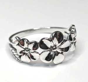 Sterling Silver Woman's Plumeria Flower Fashion Ring 925 Band Sizes 3-14 NEW - Picture 1 of 8