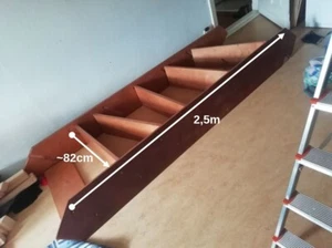 Holz Leiter 6 Stufen Treppe Treppenzubehör 80cm Breit 2,5m Lang - Bild 1 von 8