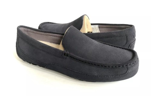 UGG MOCASSINO MOCASSINO UOMO ONTANO NAVY FODERATO SHEARLING SCARPA SCAMOSCIATA US 10 EU 43 UK 9