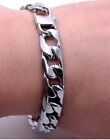 Mens 20cm Stainless Steel Silver Curb Link Chain Bracelet Chunky 12/8/6mm Uk C4