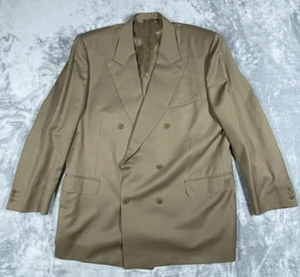 Canali Blazer Mens 52 R Tan Wool Double-Breasted Italian Jacket Sport Coat EUC - Picture 1 of 12