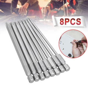 8pcs Torx Screwdriver Bit Set Hex Security Magnetic Head 100MM Extra Long - Picture 1 of 12