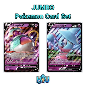 Pokemon TCG Jumbo Oversized Promo - 2 Card Set Polteageist V & Hatterene V - Picture 1 of 4