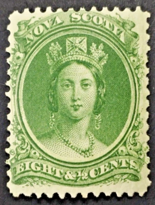 NOVA SCOTIA CANADA 1860  #11   8 1/2c QUEEN VICTORIA MH OG - Image 1 of 3