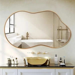 Irregular Wall Mirror - Wall Mirrors Decorative 20"x36" Gold Asymmetrical Mirror - Picture 1 of 7