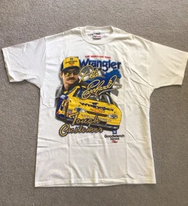 T-shirt bianca Dale Earnhardt Wrangler Tough Customer Nascar anni 90 Winston 1999 NOS - Foto 1 di 7