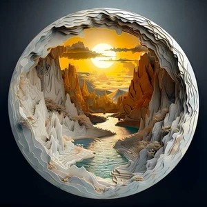 1000 Teile Puzzle für Erwachsene - 3D Sunset Canyon, 26,6 x 26,6 Zoll unmöglich... - Bild 1 von 8