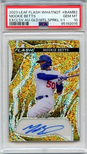 2023 Leaf Flash Whatnot Mookie Betts AUTO Gold Metal Sprkl 1/1 PSA 10 GEM MINT - Bild 1 von 2