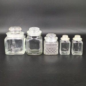 5 quadratische Glaskanister mit Deckel mehrere Größen LESEN - Bild 1 von 22