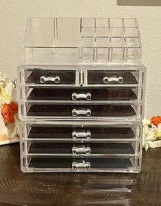 3pc Acrylic Cosmetic Makeup Organizer/Jewelry Storage Display Case. 9”W X 12”T - Picture 1 of 4