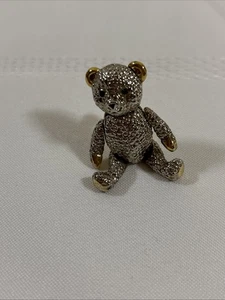 Vintage Silver & Gold Tone Teddy Bear Pin Brooch Or Pendant Moveable Rare - Picture 1 of 5