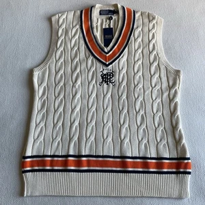 Polo Ralph Lauren Crest Men XL Cotton Cricket Vest Cream - Picture 1 of 8