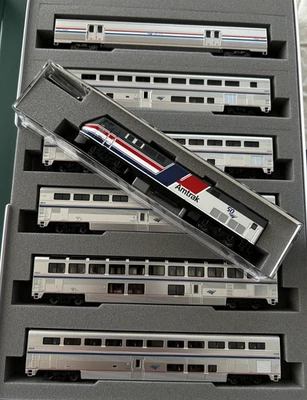 KATO 101789 1766038 N Amtrak Superliner 6 Car Set W 50 ANN LOCO 10-1789 176-6038 - Image 1 of 2