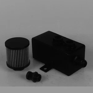 Black 1L Aluminum Oil Catch Can Tank With Breather & Drain Tap 1LT Baffled New - Picture 1 of 5