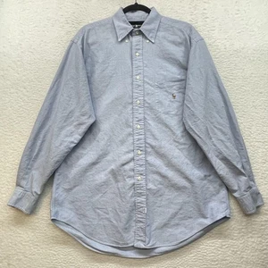 Ralph Lauren camicia uomo blu medio etichetta bottoni Oxford carne pony cotone - Foto 1 di 11