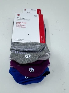 Lululemon Power Stride Tab Socks 3 Pack Gray Blue Purple Size Medium 6.5-8.5 - Picture 1 of 4