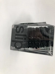 Slip Silk Skinny Scrunchies - Negro | Juego de 4 Scrunchies ajustados de seda pura |... - Imagen 1 de 3