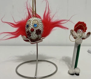 Vintage MCM Penny McAllister And Clothespin Clown Ornaments - Picture 1 of 8