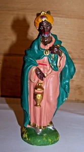Statuina Natività Vintage Saggio Composizione-Cartapesta Scala 5" Turbante Oro - Foto 1 di 7