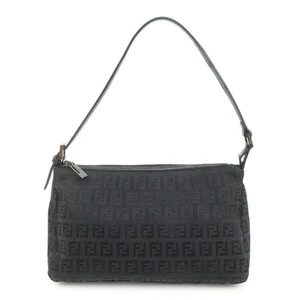 FENDI Zucchino Canvas Leder Schultertasche Handtasche Tasche schwarz authentisch gebraucht kostenloser Versand - Bild 1 von 24