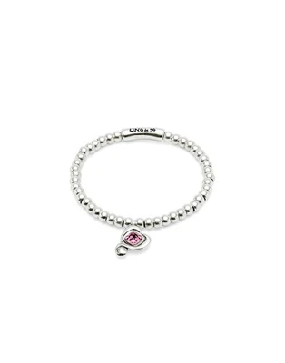 Silver-Plate Stretch Bracelet Heart Charm Pink Crystal Jewelry SER EXPRESIVA Foto 1 de 4