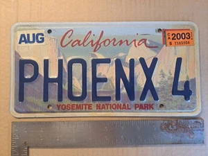 License Plates, California, Vanity: Phoenx 4, Yosemite (but heading) 4 Phoenix - Picture 1 of 3
