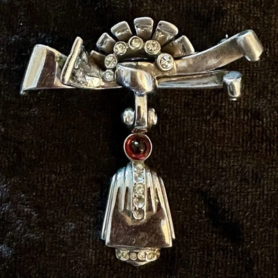 Boucher/Coro/Reja Unique Sterling Brooch With Ruby Glass Stone Crystals 1940- - Image 1 of 4