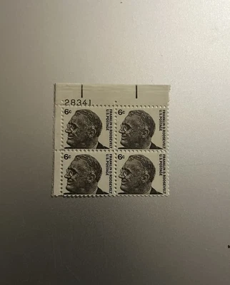 MNH 1965 US POSTAGE 6¢ FRANKLIN D. ROOSEVELT  4 STAMP PLATE BLOCK #28341 - Image 1 of 2