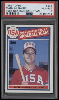 Topps #401 Mark Mcgwire 1984 equipo de béisbol de Estados Unidos 1985 PSA 8 Foto 1 de 2